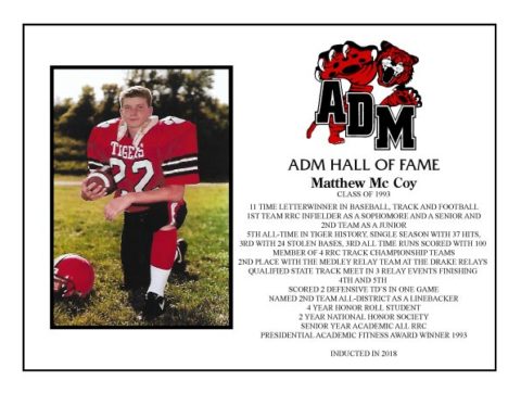 ADM Alumni Hall of Fame - Matthew McCoy